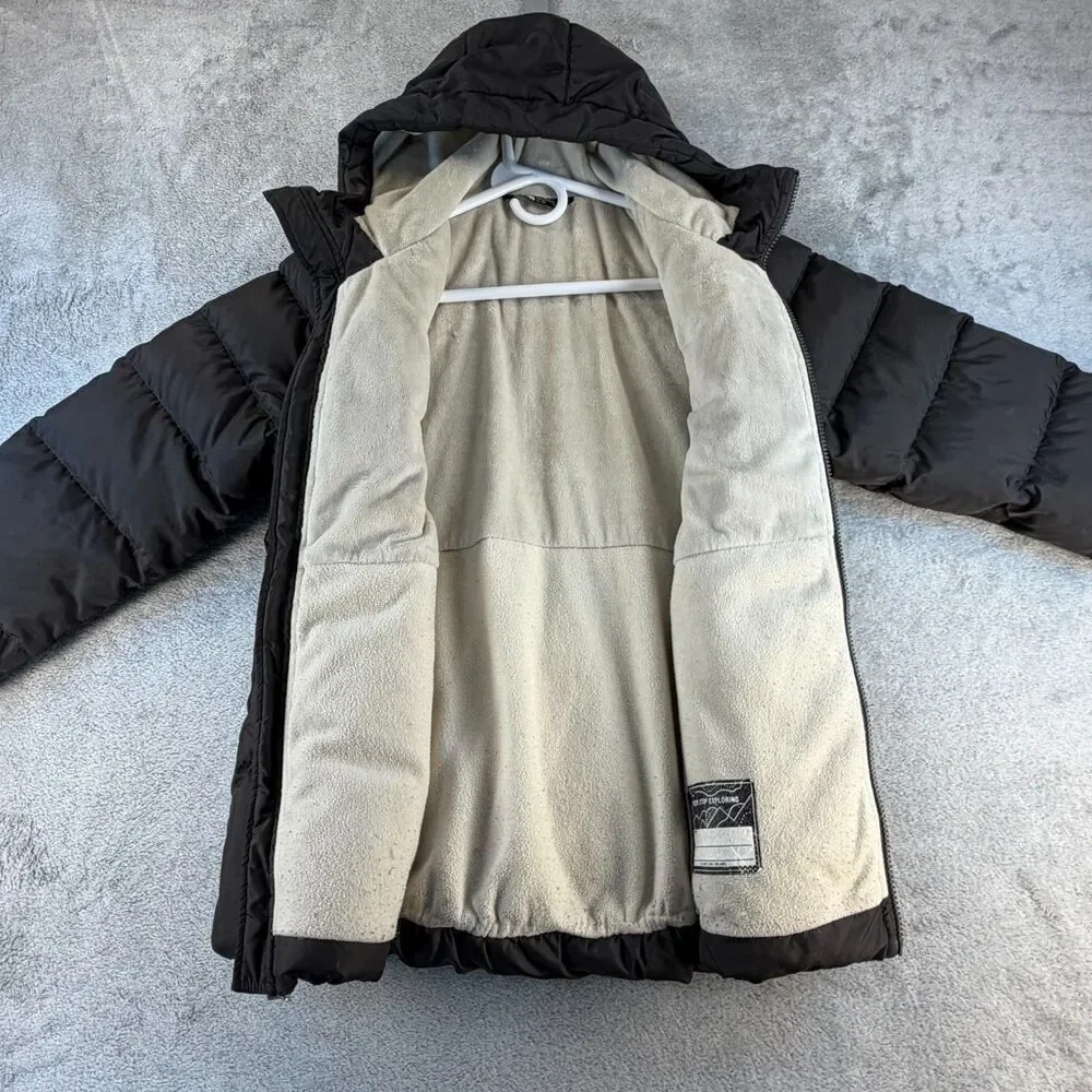 North Face Girls 550 Down Puffer Jacket Hooded Black Size XL 18